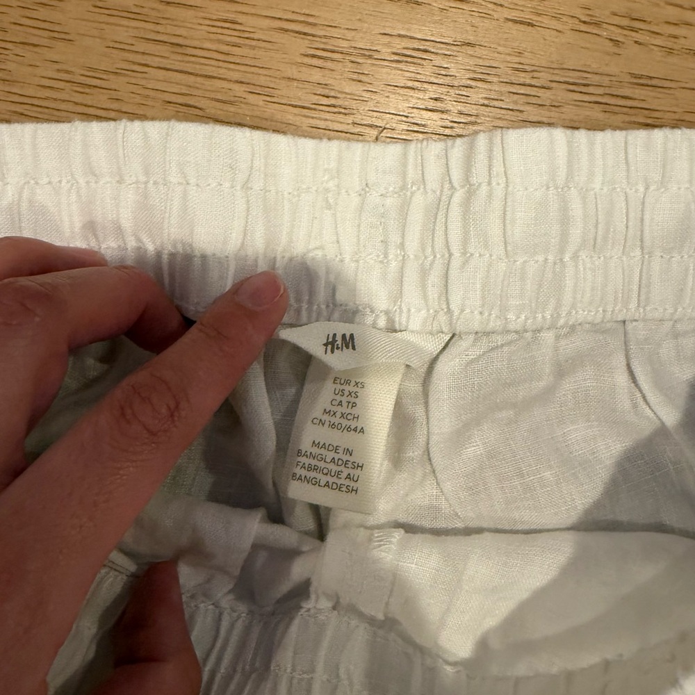 H&M White Linen Drawstring Pants - Picture 2 of 3
